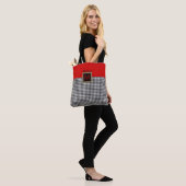 Kariertes Monogramm in Rot-Weiß und Schwarz-Buffal Tasche (Am Model)