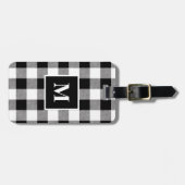 Kariertes Monogramm in Schwarz und Weiß Gepäckanhänger (Vorderseite horizontal)
