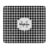 Kariertes Monogramm, klassisch, schwarz, Buffalo Schneidebrett (Vorderseite)