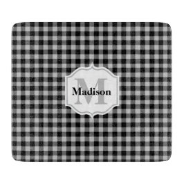 Kariertes Monogramm, klassisch, schwarz, Buffalo Schneidebrett