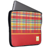 Kariertes Monogramm Laptopschutzhülle (Vorne Rechts)