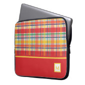 Kariertes Monogramm Laptopschutzhülle (Vorderseite Links)