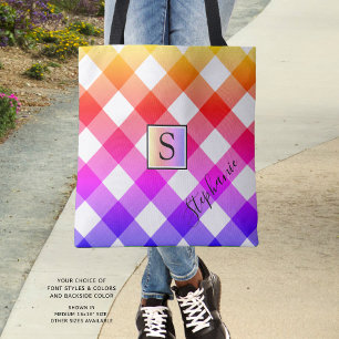 Kariertes Monogramm mit heller Mehrfarbigkeit Tasche