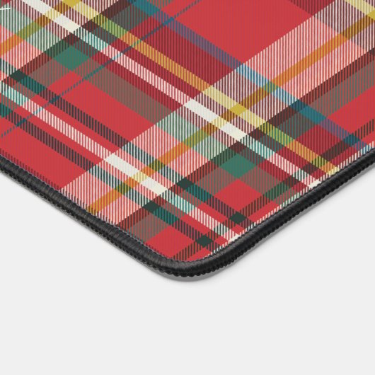 Kariertes Monogramm Name Script Rustikal Schreibtischunterlage (Ecke)