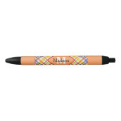 Kariertes Monogramm Orange Pen-Set Kugelschreiber (Vorderseite)