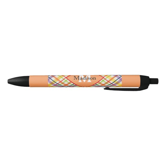 Kariertes Monogramm Orange Pen-Set Kugelschreiber (Unterseite)