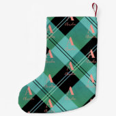 Kariertes Monogramm Rosa Kleiner Weihnachtsstrumpf (Rückseite)