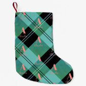 Kariertes Monogramm Rosa Kleiner Weihnachtsstrumpf (Vorderseite)
