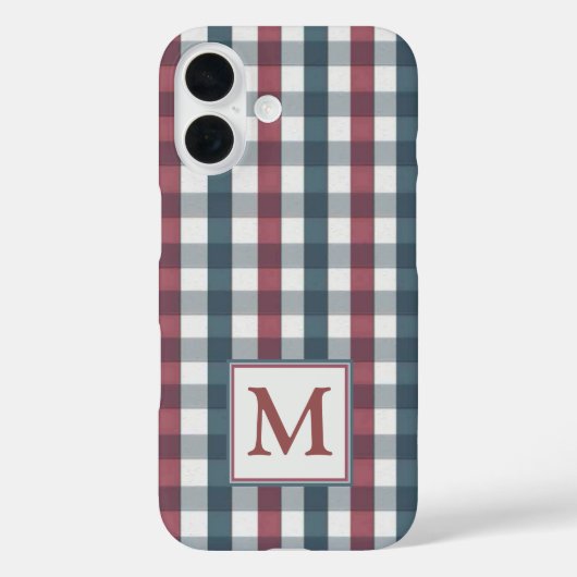 Kariertes Monogramm, rot, weiß und blau Case-Mate iPhone Hülle (Rückseite)