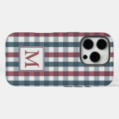 Kariertes Monogramm, rot, weiß und blau Case-Mate iPhone Hülle (Rückseite (Horizontal))