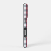 Kariertes Monogramm, rot, weiß und blau iPhone Hülle (Rechte Seite)