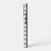 Kariertes Monogramm, rot, weiß und blau iPhone Hülle (Linke Seite)