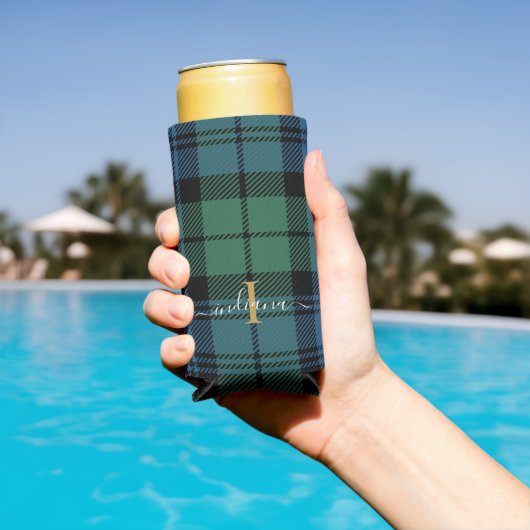 Kariertes Monogramm Skript Rustikales Tartan Custo Selters Dosenkühler (In Situ Pool)