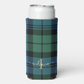 Kariertes Monogramm Skript Rustikales Tartan Custo Selters Dosenkühler (Seltzer Rückseite)