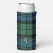 Kariertes Monogramm Skript Rustikales Tartan Custo Selters Dosenkühler (Seltzer Vorderseite)