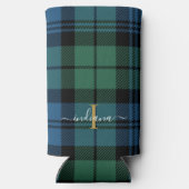 Kariertes Monogramm Skript Rustikales Tartan Custo Selters Dosenkühler (Rückseite)