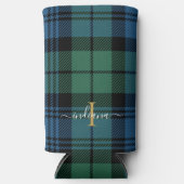 Kariertes Monogramm Skript Rustikales Tartan Custo Selters Dosenkühler (Vorderseite)