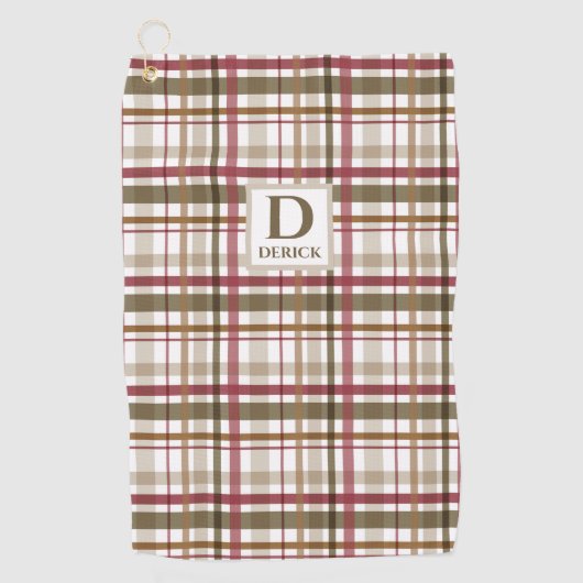 Kariertes Monogramm Tartan Golfhandtuch (Vorderseite)