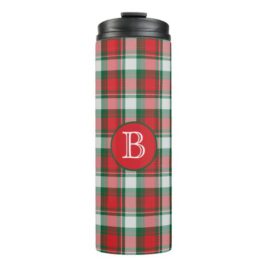 Kariertes Monogramm Thermosbecher (Vorderseite)