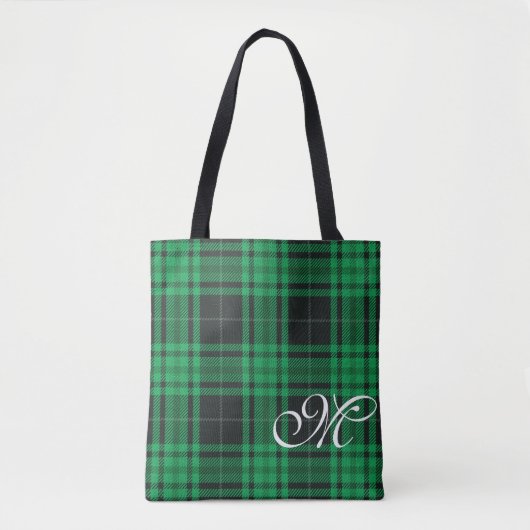 Kariertes Monogramm Totbeutel Tasche (Vorderseite)