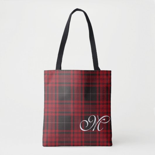Kariertes Monogramm Totbeutel Tasche (Vorderseite)