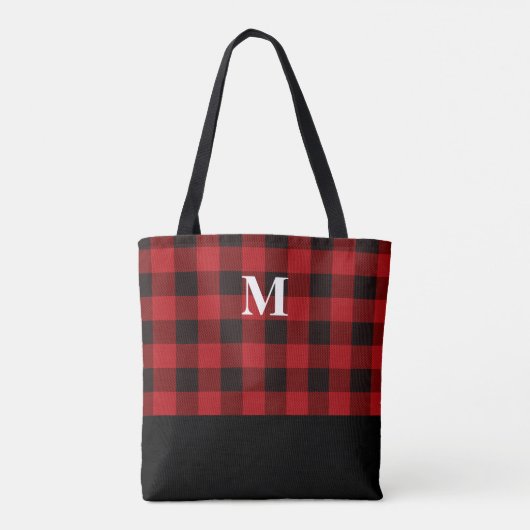Kariertes Monogramm Tote Bag Tasche (Rückseite)