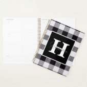 Kariertes Monogramm und Name von Gingham, Schwarz  Planer (Anzeige)