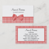 Kariertes Motiv mit Cayenne Pink Bow Visitenkarte (Vorne/Hinten)