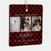 Kariertes Multifoto zuerst Weihnachten Keramikornament (Rechts)