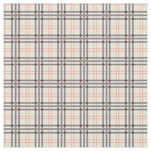 Kariertes Muster aus blassgelbem und rotem Tartan Stoff (Nahaufnahme)