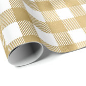 Kariertes Muster aus Gold und Weißbüffel Geschenkpapier (Rolleneckpunkt)