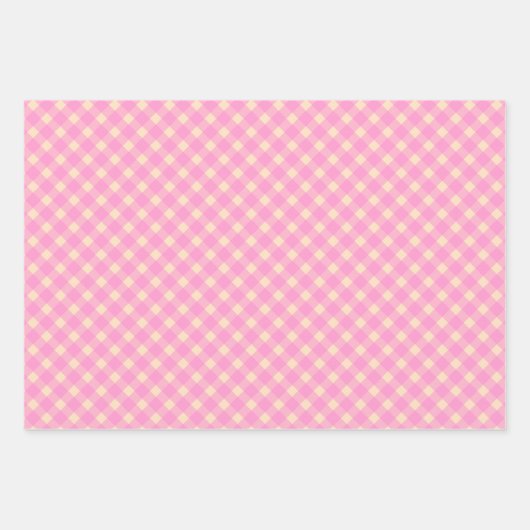 Kariertes Muster aus Retro Pink und White Gingham Geschenkpapier Set (Vorderseite 3)