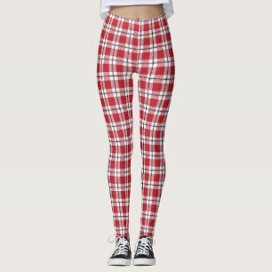 Kariertes Muster aus rotem Weiß und Schwarz Leggings