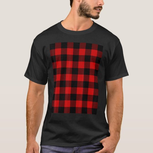Kariertes Muster aus schwarzem und rotem Tartan Bu T-Shirt (Vorderseite)