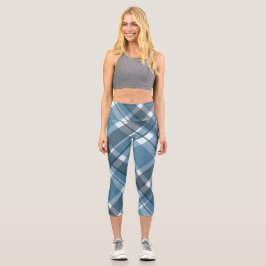 Kariertes Muster Capri Leggings Hochwaiste Capris