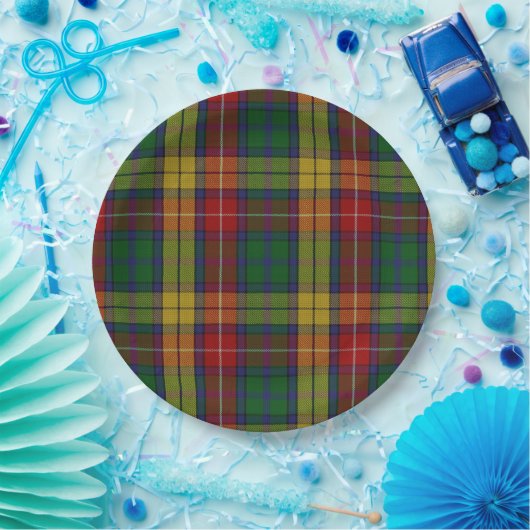 Kariertes Muster des Buchanan Clan Tartan Pappteller (Party)