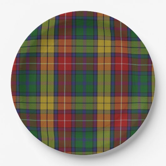 Kariertes Muster des Buchanan Clan Tartan Pappteller (Vorderseite)