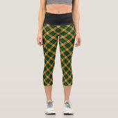 Kariertes Muster des grünen Gelbtartan-Raute Capri Leggings (Vorderseite)