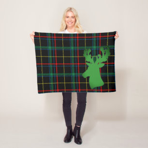 Kariertes Muster des grünen Tartan mit Hirsche-Sil Fleecedecke