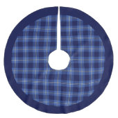 Kariertes Muster des modernen Blauen Tartan Polyester Weihnachtsbaumdecke (Vorderseite)