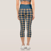 Kariertes Muster des Navy Blue Yellow Madras Capri Leggings (Rückseite)