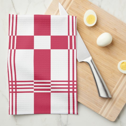 Kariertes Muster des roten weißen Tartan Geschirrtuch (Viertel Falte)