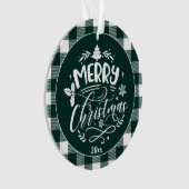 Kariertes Muster Frohe Weihnachts-Foto Ornament (Vorderseite)