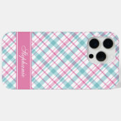 Kariertes Muster für Aqua und Pink Case-Mate iPhone Hülle (Rückseite (Horizontal))