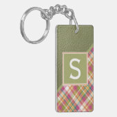 Kariertes Muster für den rustikalen grünen Streife Schlüsselanhänger (Vorderseite links)