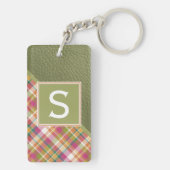 Kariertes Muster für den rustikalen grünen Streife Schlüsselanhänger (Rückseite)