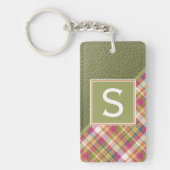 Kariertes Muster für den rustikalen grünen Streife Schlüsselanhänger (Vorderseite)