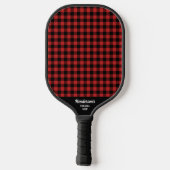 Kariertes Muster für Karo in Red Black Buffalo Pickleball Schläger (Rückseite)