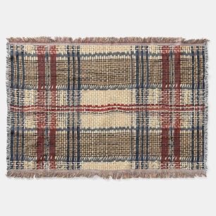 Kariertes Muster für Marine und Cream Woven Decke