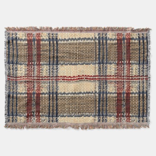 Kariertes Muster für Marine und Cream Woven Decke (Vorderseite)